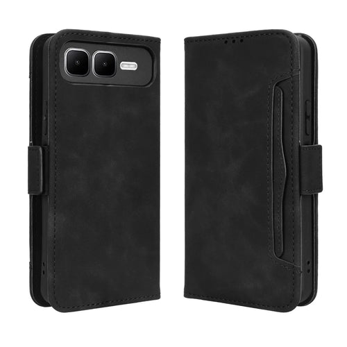 For Infinix Smart 10 Plus Leather Case Phone Wallet Cover with Multiple Card Slots - Black - 1