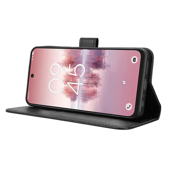 For TCL 60 SE NxtPaper 5G Leather Wallet Case with Strap Diamond Texture Phone Cover - Black - 7
