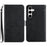 For Samsung Galaxy S25 FE Case with Wrist Strap Butterfly Flower Imprinted Leather Phone Cover - Black - 1