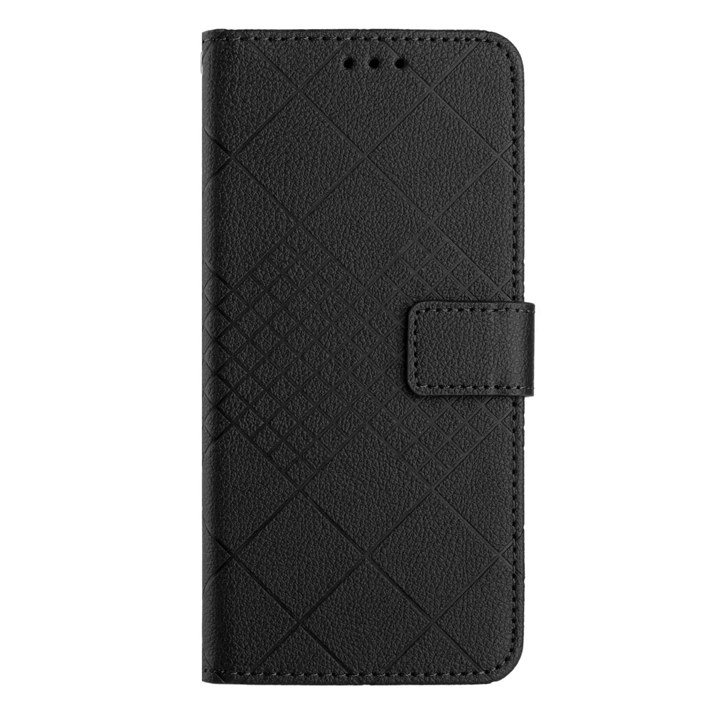 For Samsung Galaxy S25 FE Case Wallet Imprint PU Leather Flip Folio Phone Cover - Black - 2