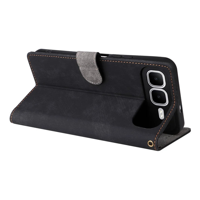 For Infinix Smart 10 Plus Case Wallet RFID Blocking PU Leather Phone Cover Stand with Strap - Black - 5