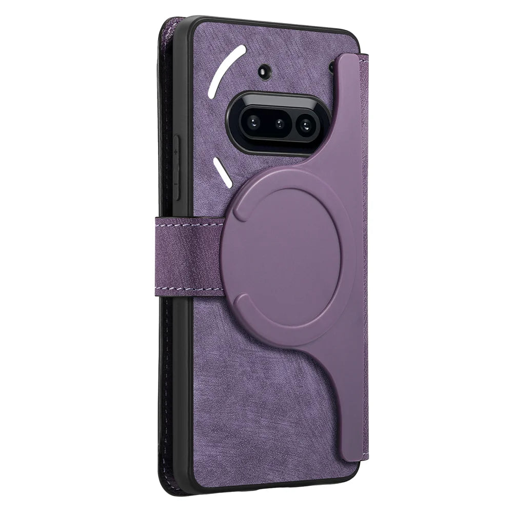CASENEO For Nothing Phone (3a) Magnetic Case  Detachable Leather Phone Wallet Cover - Purple - 3