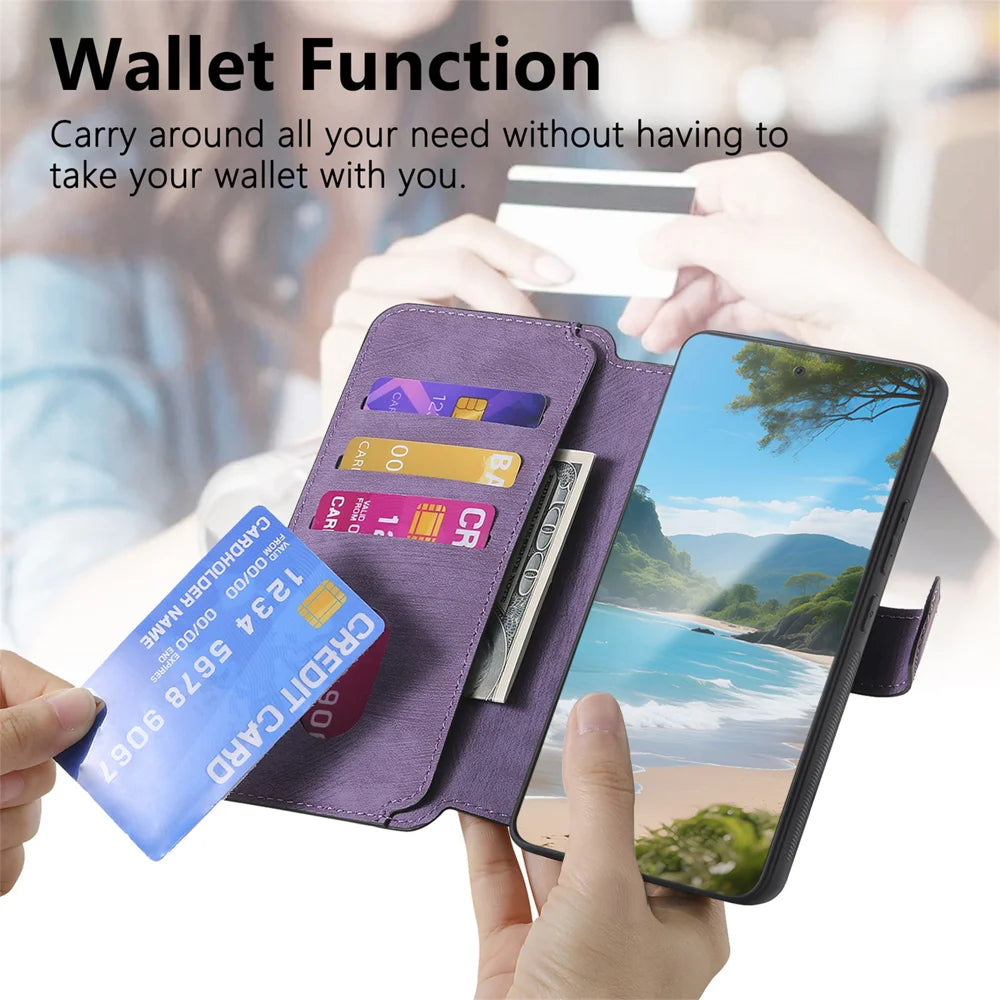 CASENEO For Nothing Phone (3a) Magnetic Case  Detachable Leather Phone Wallet Cover - Purple - 6