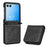 For Samsung Galaxy Z Flip7 5G Case Butterfly Flower Imprinted Leather Phone Cover - Black - 1