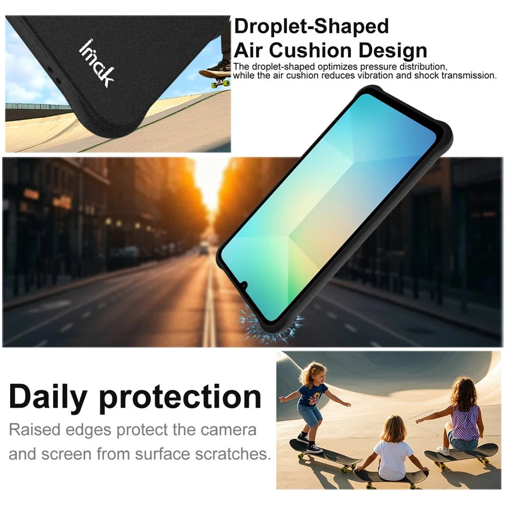 IMAK For Samsung Galaxy A07 4G Case TPU Phone Cover Airbag Shockproof Protection - Matte Black - 4