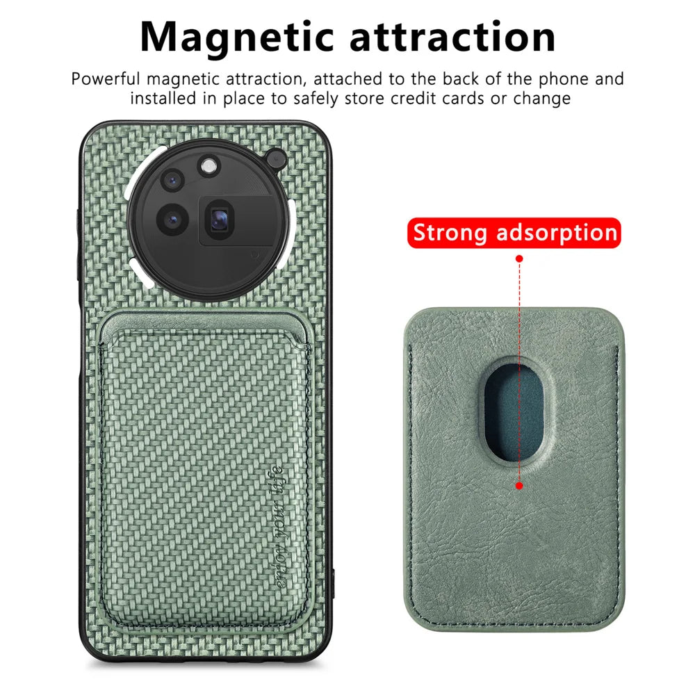 For Nothing Phone (3a) Pro Case Magnetic Detachable Card Holder Phone Back Cover - Green - 3