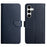 For Samsung Galaxy S25 Case Genuine Cow Leather Phone Cover Nappa Texture - Blue - 1