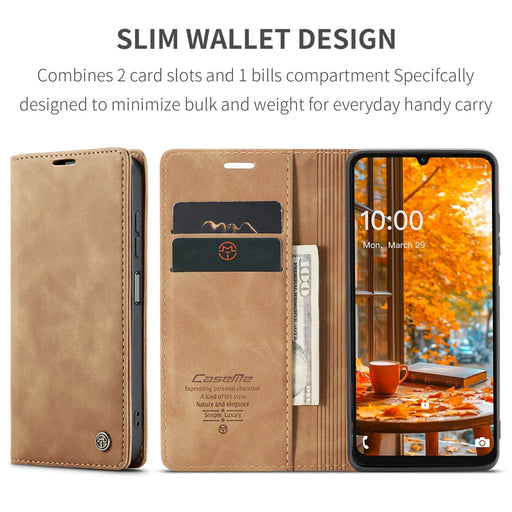 CASEME For Samsung Galaxy A08 5G / A08 4G / A07 4G / A06 4G / A06 5G Wallet Case  013 Series PU Leather Phone Cover Stand - Brown - 2
