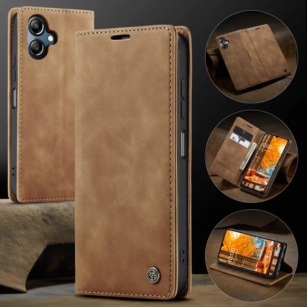 CASEME For Samsung Galaxy A08 5G / A08 4G / A07 4G / A06 4G / A06 5G Wallet Case  013 Series PU Leather Phone Cover Stand - Brown - 7