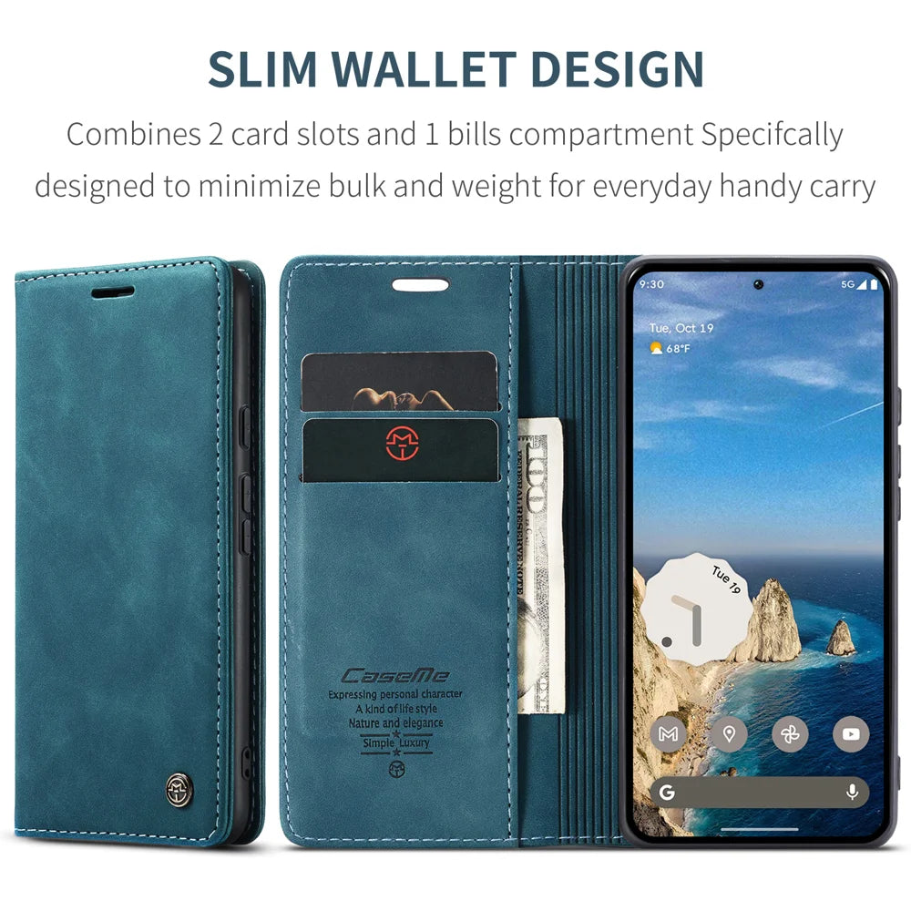CASEME For Google Pixel 10 Pro / 10 / 9 Pro / 9 Wallet Case  013 Series PU Leather Phone Cover Stand - Blue - 2