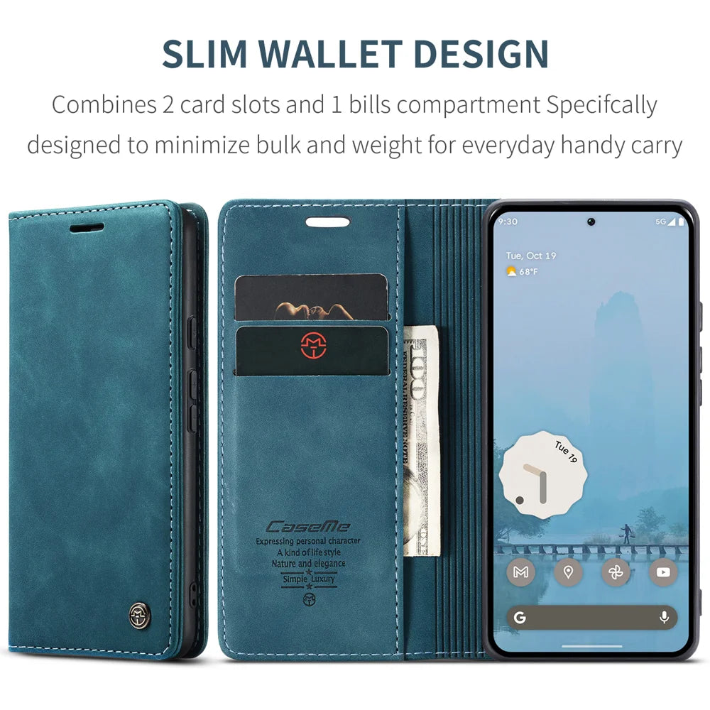 CASEME For Google Pixel 10 Pro XL Wallet Case  013 Series PU Leather Phone Cover Stand - Blue - 2