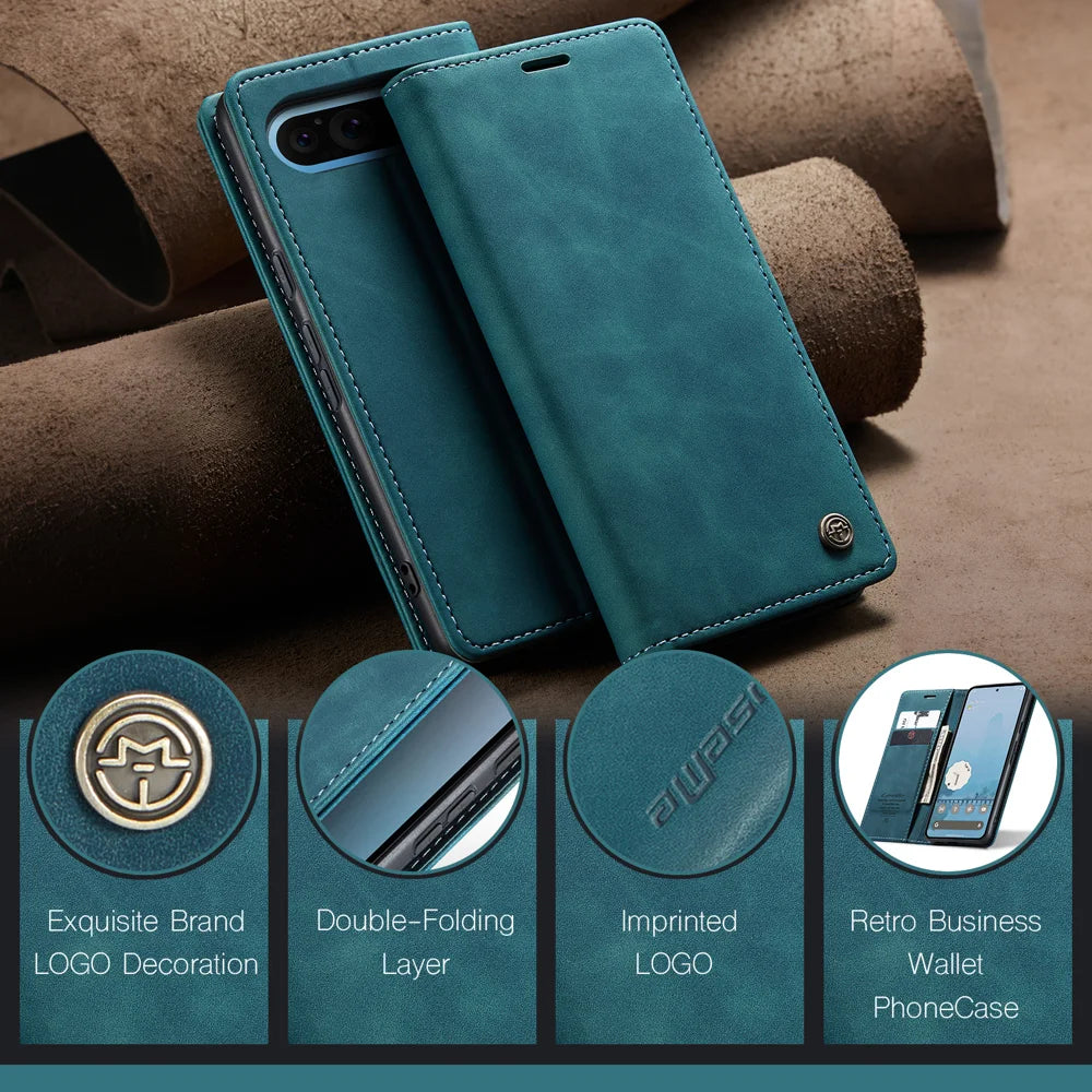 CASEME For Google Pixel 10 Pro XL Wallet Case  013 Series PU Leather Phone Cover Stand - Blue - 4