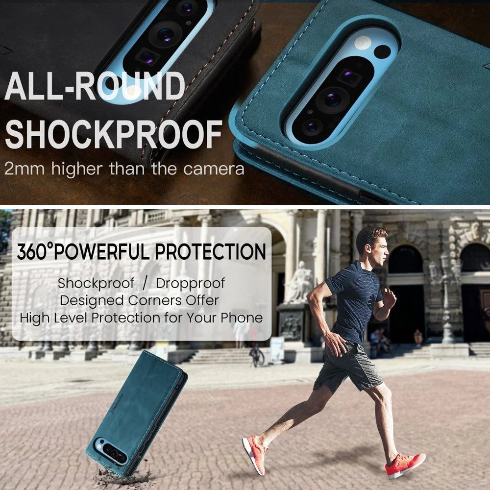 CASEME For Google Pixel 10 Pro XL Wallet Case  013 Series PU Leather Phone Cover Stand - Blue - 6