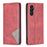For Samsung Galaxy S25 FE Case Card Slots Geometry Imprint Leather Phone Cover - Red - 1