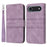 For iPhone Air Case Wallet Skin-Touch Leather Imprinted Phone Cover with Wrist Strap - Purple - 1