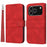 For iPhone 17 Pro Case Wallet Skin-Touch Leather Imprinted Phone Cover with Wrist Strap - Red - 1