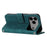 For iPhone 17 Pro Max Case Wallet Skin-Touch Leather Imprinted Phone Cover with Wrist Strap - Blackish Green - 3