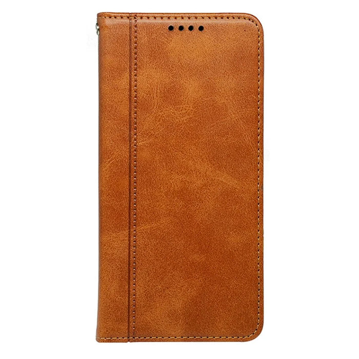 For iPhone 17 Pro Max Case Hidden Magnetic Closure Calf Texture Leather Phone Cover - Yellow - 4