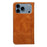 For iPhone 17 Pro Case Hidden Magnetic Closure Calf Texture Leather Phone Cover - Yellow - 5