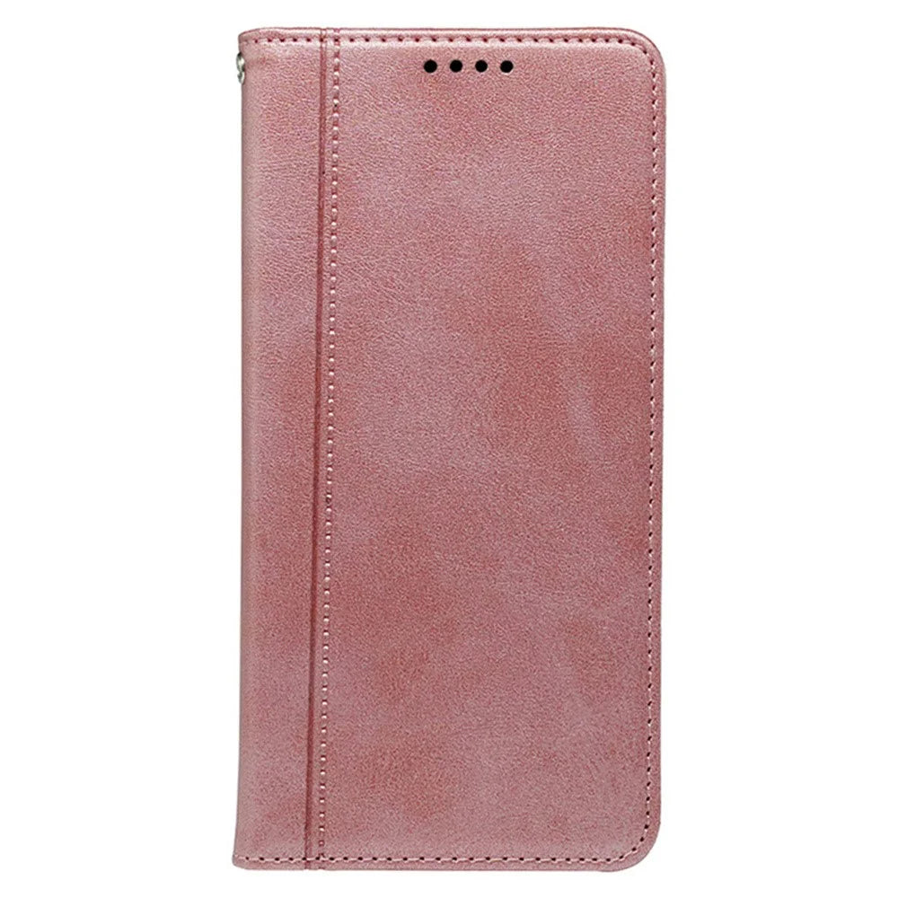 For OnePlus Nord CE5 5G / Ace 5 Racing 5G Case Hidden Magnetic Closure Calf Texture Leather Phone Cover - Rose Gold - 4