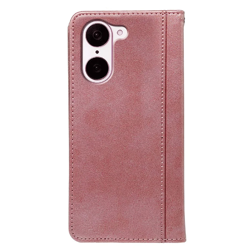 For OnePlus Nord CE5 5G / Ace 5 Racing 5G Case Hidden Magnetic Closure Calf Texture Leather Phone Cover - Rose Gold - 5