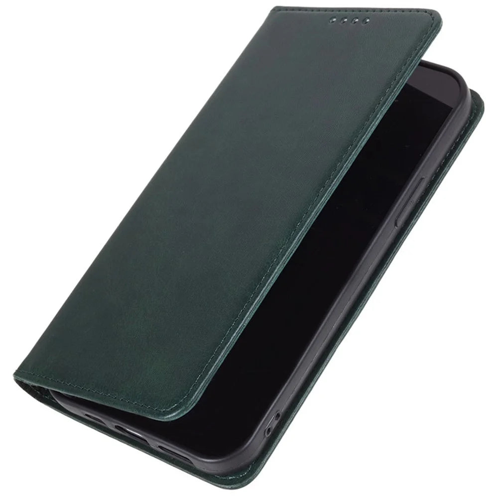 For OnePlus Nord CE5 5G / Ace 5 Racing 5G Case Strong Magnetic PU Leather Phone Cover Calf Texture - Green - 5