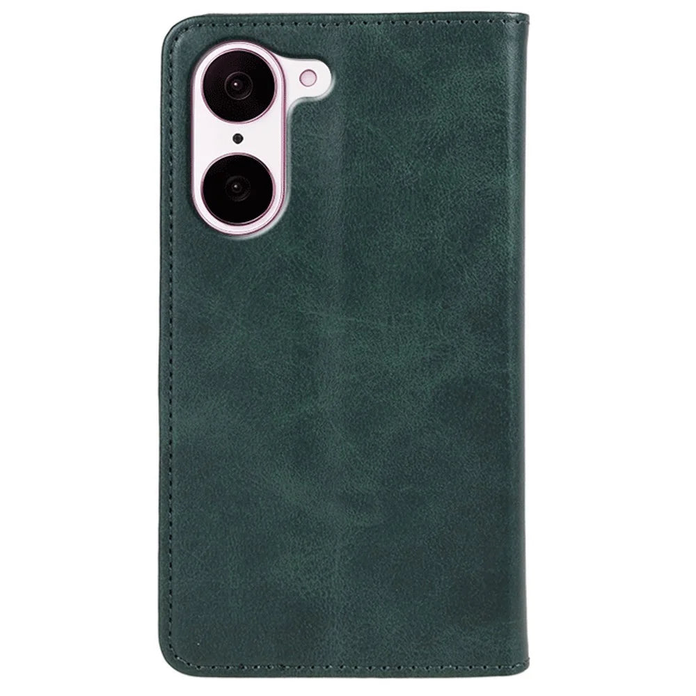 For OnePlus Nord CE5 5G / Ace 5 Racing 5G Case Strong Magnetic PU Leather Phone Cover Calf Texture - Green - 7