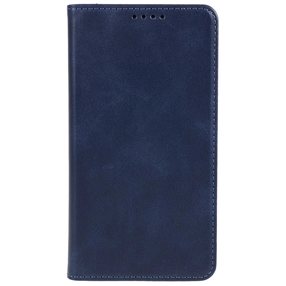 For iPhone 17 Pro Case Strong Magnetic PU Leather Phone Cover Calf Texture - Blue - 6