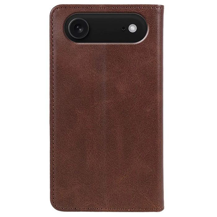 For iPhone Air Case Strong Magnetic PU Leather Phone Cover Calf Texture - Brown - 7