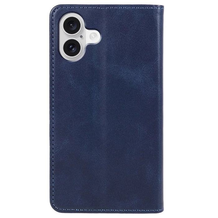 For iPhone 17 Case Strong Magnetic PU Leather Phone Cover Calf Texture - Blue - 7