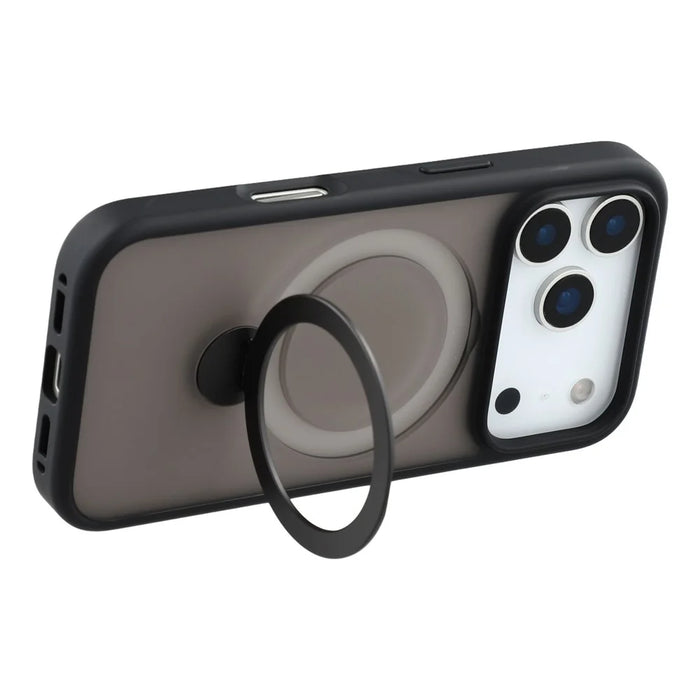 For iPhone 17 Pro Max Case Rotating Kickstand TPU + PC Magnetic Phone Cover - Black - 4