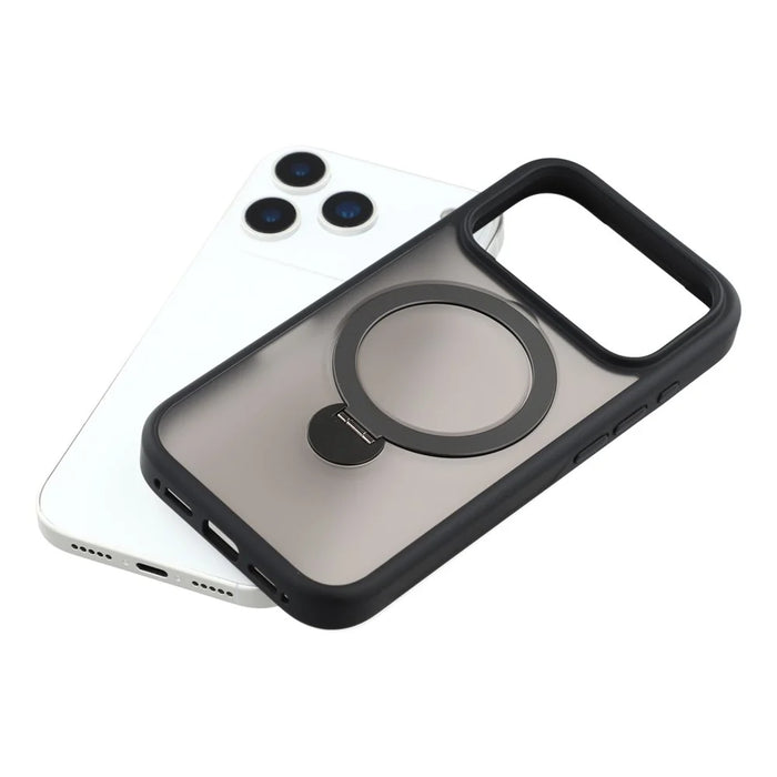 For iPhone 17 Pro Max Case Rotating Kickstand TPU + PC Magnetic Phone Cover - Black - 7