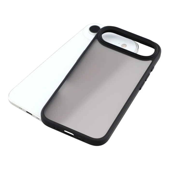 For iPhone Air Case Shockproof TPU + PC Phone Back Cover with Metal Buttons - Black - 6