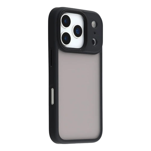 For iPhone 17 Pro Case Shockproof TPU + PC Phone Back Cover with Metal Buttons - Black - 1
