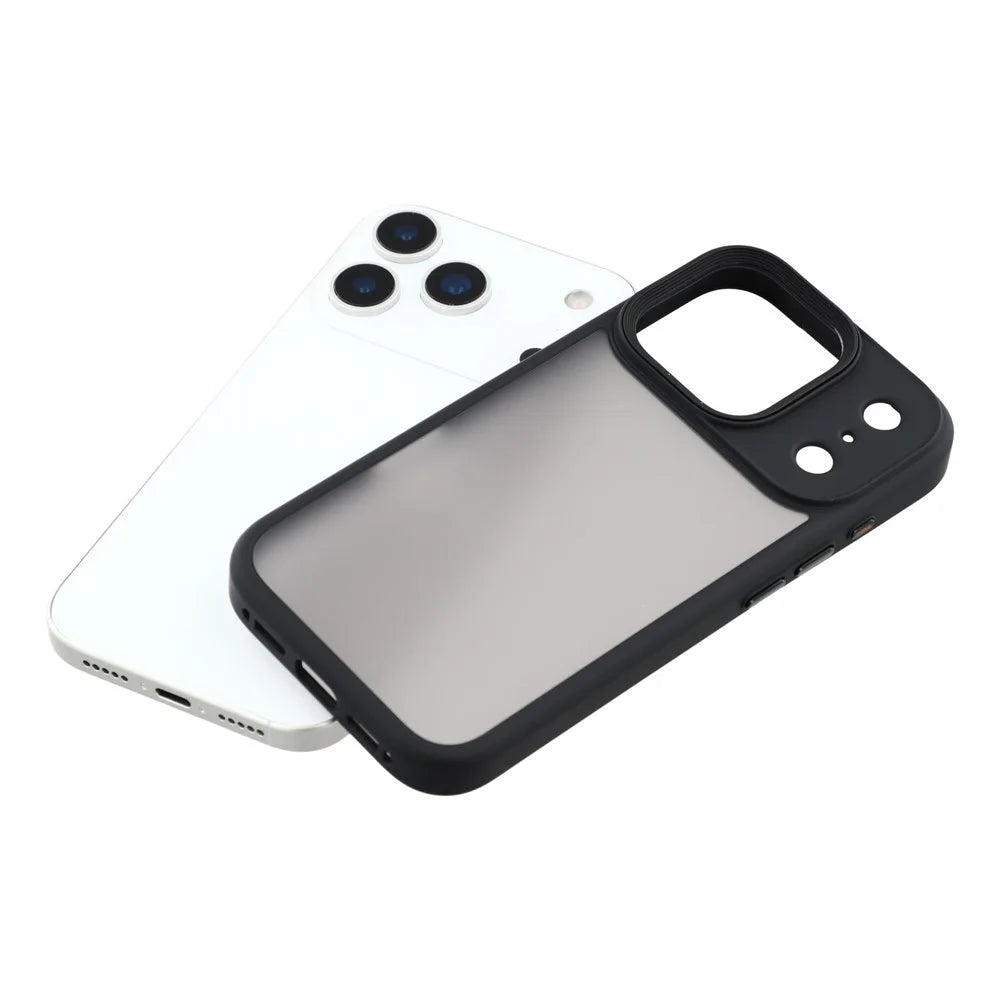 For iPhone 17 Pro Case Shockproof TPU + PC Phone Back Cover with Metal Buttons - Black - 6