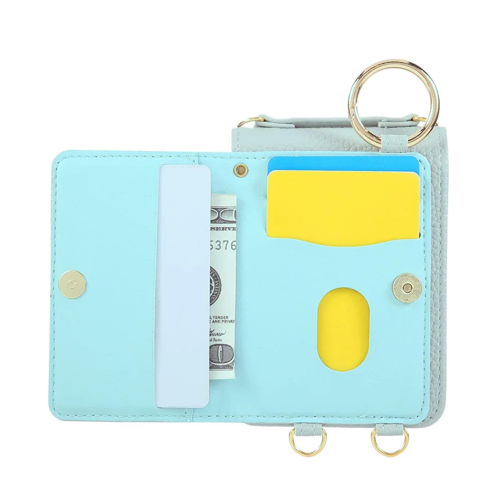 For Samsung Galaxy Z Flip7 FE 5G / Z Flip6 5G Case Kickstand Rhombus Leather + TPU Phone Cover with Shoulder Strap - Blue - 2