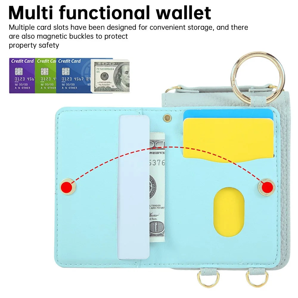 For Samsung Galaxy Z Flip7 FE 5G / Z Flip6 5G Case Kickstand Rhombus Leather + TPU Phone Cover with Shoulder Strap - Blue - 7