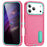 For iPhone 17 Pro Case Case Kickstand Phone Cover PC + Silicone + EVA 3-in-1 Design - Rose + Light Cyan - 1
