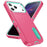 For iPhone 17 Pro Case Case Kickstand Phone Cover PC + Silicone + EVA 3-in-1 Design - Rose + Light Cyan - 2