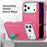 For iPhone 17 Pro Case Case Kickstand Phone Cover PC + Silicone + EVA 3-in-1 Design - Rose + Light Cyan - 3