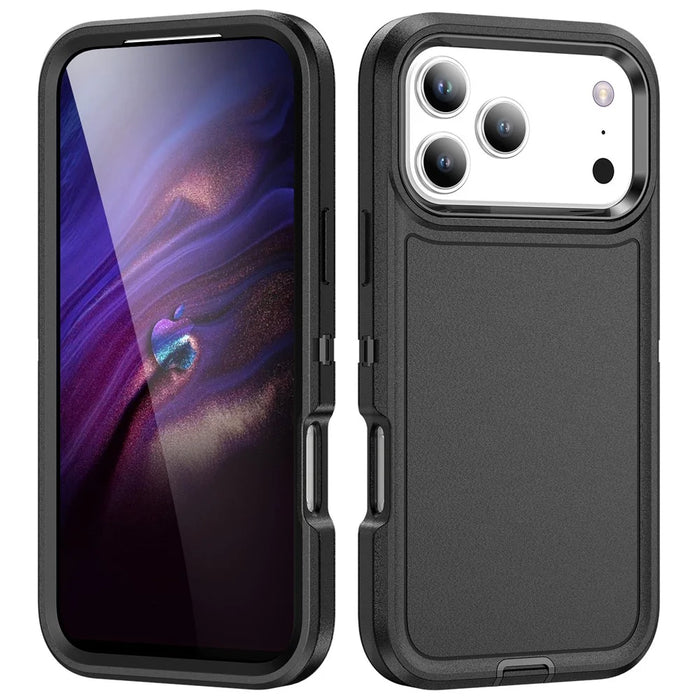 For iPhone 17 Pro Max Case PC + Silicone + EVA 3 in 1 Shockproof Phone Cover - Black + Black - 1