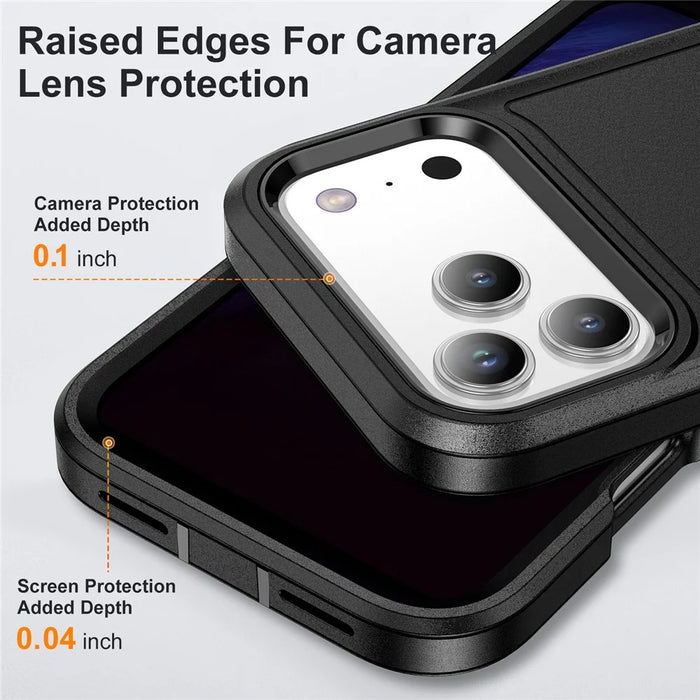 For iPhone 17 Pro Max Case PC + Silicone + EVA 3 in 1 Shockproof Phone Cover - Black + Black - 4