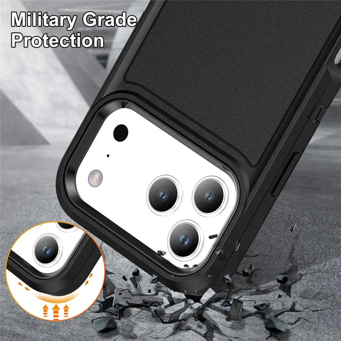 For iPhone 17 Pro Max Case PC + Silicone + EVA 3 in 1 Shockproof Phone Cover - Black + Black - 5