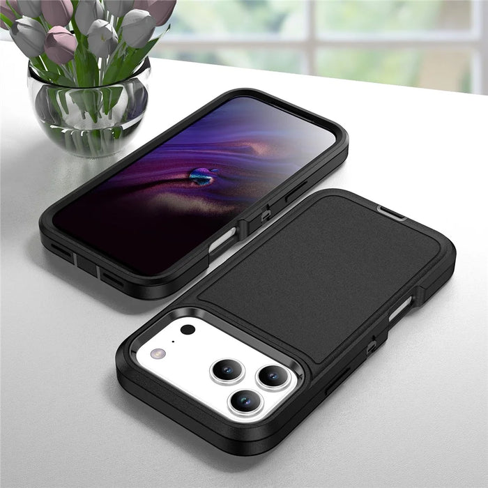For iPhone 17 Pro Max Case PC + Silicone + EVA 3 in 1 Shockproof Phone Cover - Black + Black - 7