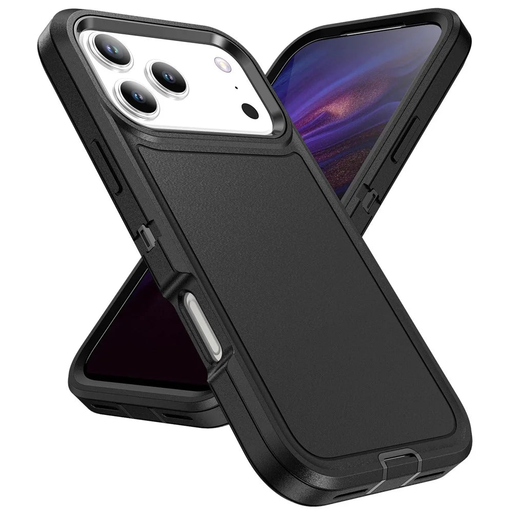 For iPhone 17 Pro Case PC + Silicone + EVA 3 in 1 Shockproof Phone Cover - Black + Black - 2