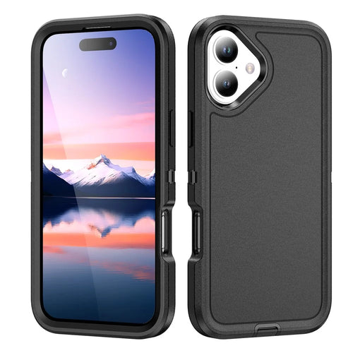 For iPhone 17 Case PC + Silicone + EVA 3 in 1 Shockproof Phone Cover - Black + Black - 1