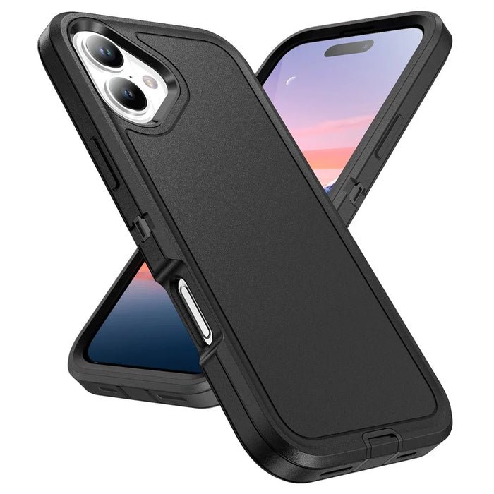 For iPhone 17 Case PC + Silicone + EVA 3 in 1 Shockproof Phone Cover - Black + Black - 2