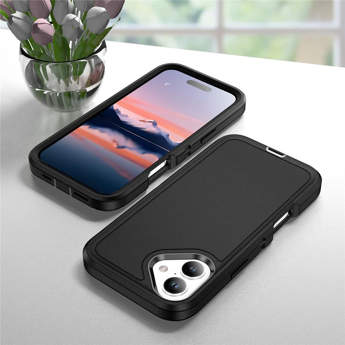 For iPhone 17 Case PC + Silicone + EVA 3 in 1 Shockproof Phone Cover - Black + Black - 7