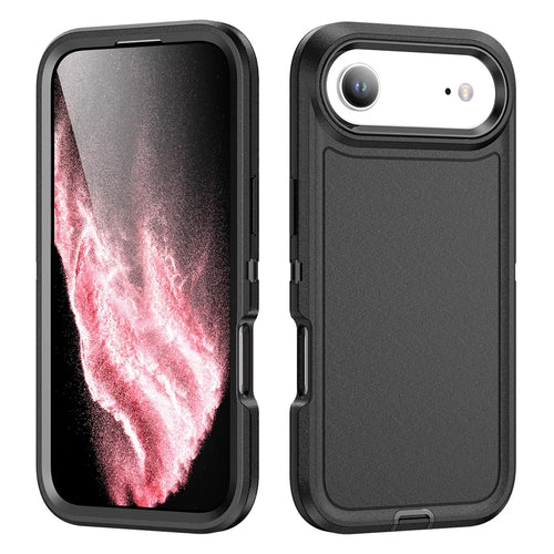For iPhone Air Case PC + Silicone + EVA 3 in 1 Shockproof Phone Cover - Black + Black - 1