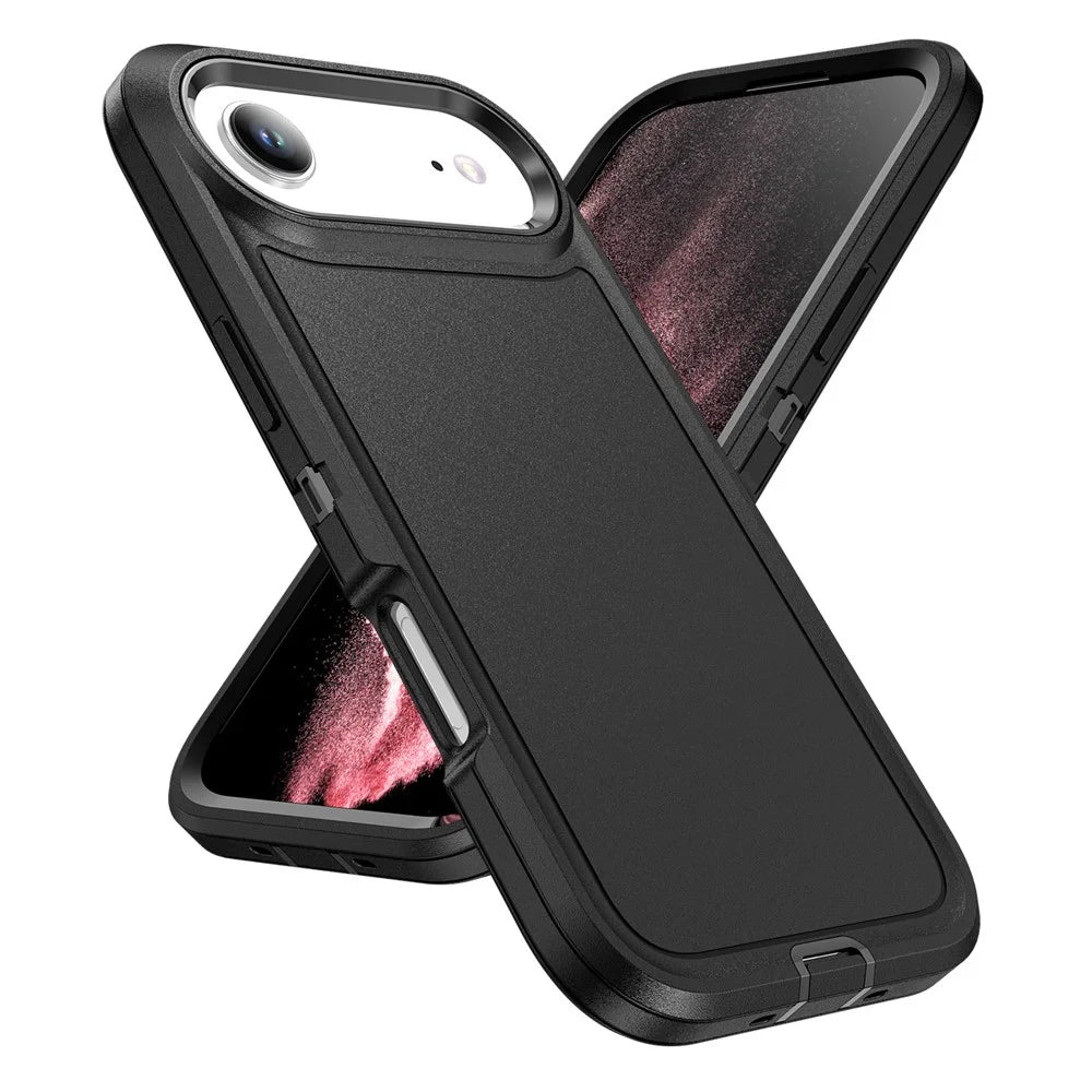 For iPhone Air Case PC + Silicone + EVA 3 in 1 Shockproof Phone Cover - Black + Black - 2
